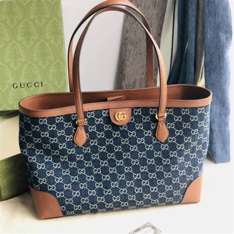 black denim gucci tote|gucci denim tote.